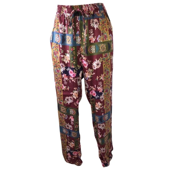 Johnny Was Silk LAURIE PRESLEY JOGGER Pants Sz XS Patchwork Floral Boho Designer - Picture 10 of 12